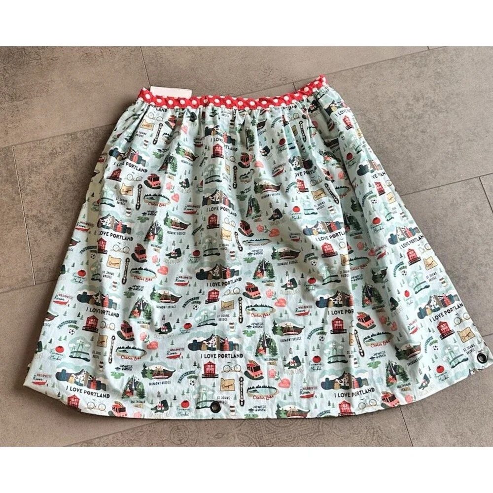 NWT I Love Portland Oregon Apron Red White Polkadot Iconic Locations kitchen fun